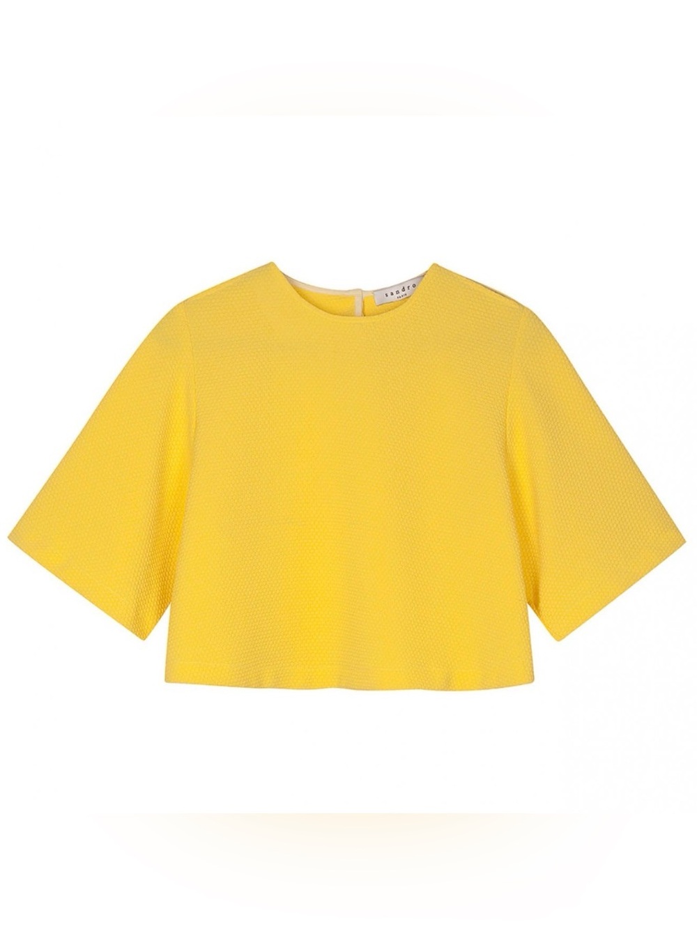 Sandro‎ Paris Textured Cropped Shirt Yellow Top Size 1(Small)